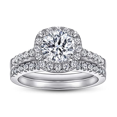 Bague femme en argent à 2 anneaux pavés KnSam pour mariage