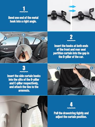 Image of STHIRA 2pcs Car Curtain Backseat Divider, Privacy, UV Sun Protection