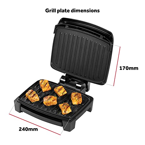 George Foreman Immersa Small Electric Grill [Removable Control Panel allows grill machine to be fully washable & dishwasher safe, Energy saving, Healthy, Toastie, Panini, Hot plate, BBQ] Black, 28300