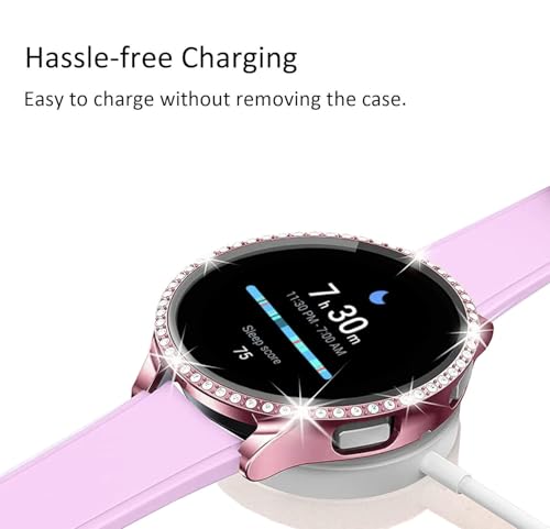 DEALELE [6-pak] Etui do zegarka kompatybilne z Samsung Galaxy Watch 7 40 mm, Bling pojedynczy rząd diamentowe etui ochronne z poliwęglanu (PC), zapasowy pokrowiec na zderzak (40 mm, czarny + srebrny +