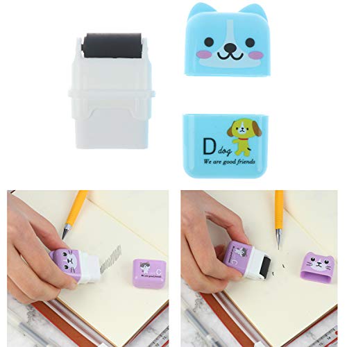 24 Pieces Erasers Roller Erasers Portable Cube Pencil Flexible Rubber Cute Animal Durable Soft Erasers Gift Eraser With Roller Cases For School, Office, Kids(6 Patterns) #TOP5