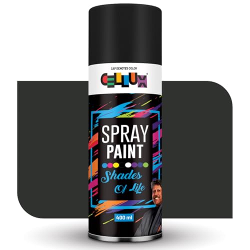 Image of CELLUX 2X Ultra Cover Matt Black Spray Paint | DIY Quick Drying with Premium Gloss Finish for Metal Wood Wall & other Surfaces - 400 ML