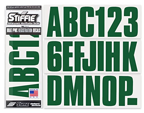 Image of STIFFIE Uniline Racing Green 3 inch Boat & PWC Registration Decals • Numbers Letters Stickers