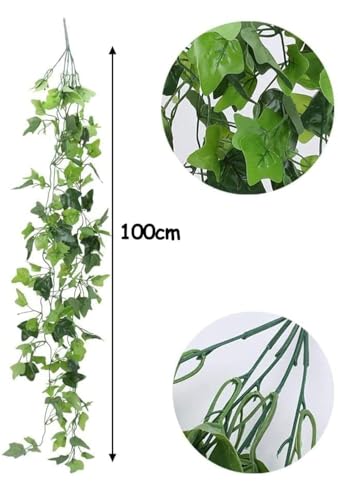 Image of Artificial Vines Fake Greenery Garland Willow Leaves Faux Hanging Plants Trailing Weeping Ivy Drooping Hanging Vines Faux Plants Realistic Home Office Christmas Holiday Decor (1, Design4)