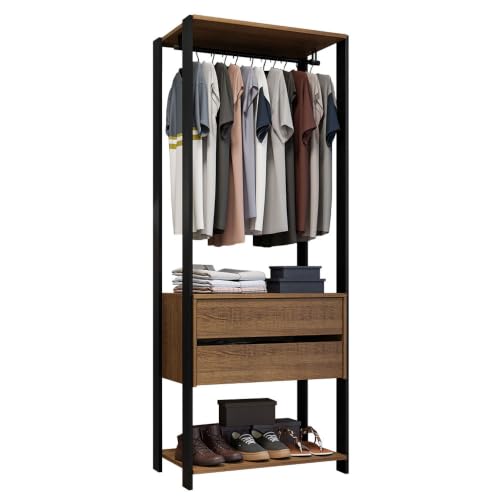 Guarda-roupa Closet Modulado Valencia 2 Gavetas 70cm Rustic/preto Madesa