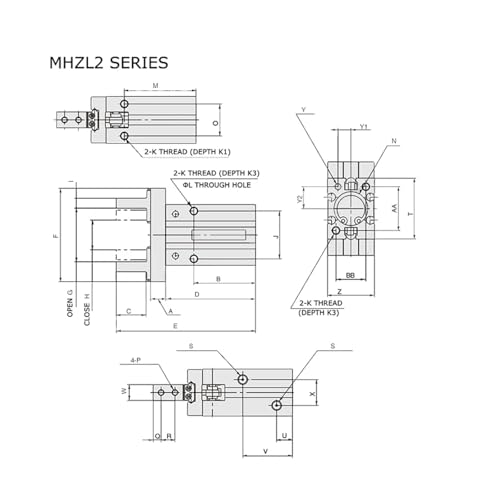 Vérin de préhension MHZL2-10D pneumatique double effet pour robotique - 4
