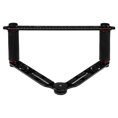 Fotodiox Pro Gotough Wedge - Black Aluminum Metal (Red Handles) Stabilizing Grip System Compatible With Gopro Hero 1/2/3/3+/4/5/6/7 And Other Action Cameras #TOP2