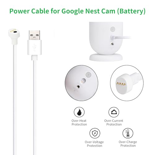 17 ft/5,2 m, 26,2 ft/8 m, 34 ft/10,4 m Lange Google Kamera Stromkabel kompatibel mit Google Nest Cam Kamera (Akku),magnetisches Ladekabel für Google Nest Cam Akku für den Innen-und Außenbereich