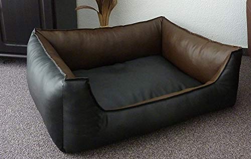 Image of PAWSOME Dog Bed, Dog Sofa, Sleeping Place, Artificial Leather (Small, Brown-Black)