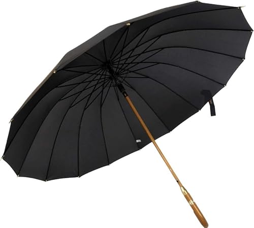 Guarda Chuva Grande Automático Reforçado 16 Varetas Cabo de Madeira