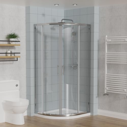Image of Aquariss Offset Quadrant Shower Enclosure Sliding Door Chrome 1000 x 900 mm