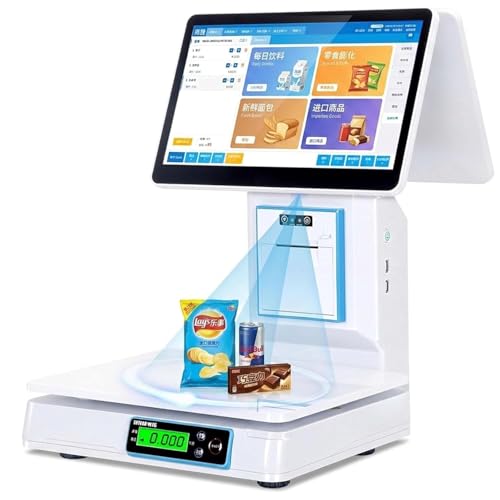 Smart Retail Scale with AI Visual Recognition: Integrated 15kg Digital & 58mm Printer, Intel Quad-Core POS Terminal for Supermarkets, Bakeries & Produce