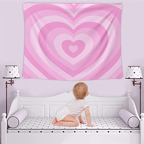 Mositu Pink Heart Tapestry Aesthetic Tapestry Heart Wall Hanging Decor Pink Tapestry Heart Tapestries Hippie Wall Decor Cute Girly Tapestry For Girls Room College Dorm Preppy Room Decor #TOP6