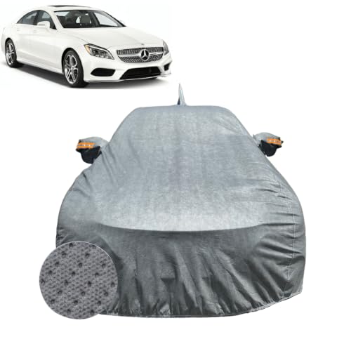 Image of Car Cover for Mercedes-Benz CLS Class (2011-2018) | 100% Waterproof Cover with Reflective Mirror Pockets | Dustproof, Scratchproof, Heatproof CLS Class Car Cover |Soft Cotton Lining| Grey