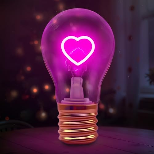 Fancysky Vintage Amour Lampe de Table en Forme d'Ampoule Dimmable,Ampoule Rechargeable par...