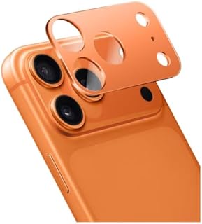واقي عدسة كاميرا ممتاز متوافق مع ايفون، اطار من خليط معدني من الالومنيوم، تصميم حافة مرتفعة 0.3 ملم، حماية عالية الصلابة للكاميرا الثلاثية من انخجيفت شوب (برتقالي)