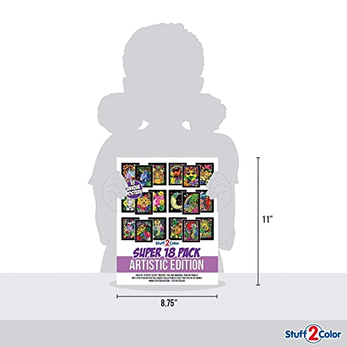 Super Pack mit 18 flauschigen Samt-Ausmalpostern (künstlerische Edition) – ideal für Familienzeit, Kunst und Handwerk, Reisen, Klassenzimmer, Pflegeeinrichtungen, Für alle Altersgruppen: Mädchen,