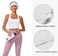 PINSPARK Racerback White Sports Bras for Women Wireless Padded Workout Tank Tops U Neck Longline Yoga Tops Built in Bra Light Support Small,White — image 5