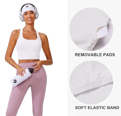 Image of PINSPARK Sports Bra Longline Racerback Tank Tops for Women Padded Workout Yoga Top