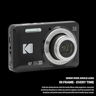 Kodak PIXPRO Friendly Zoom FZ55 Digital Camera (Black) Bundle with Case for Compact Point and Shoot Cameras (2 Items)