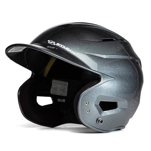 Boombah DEFCON Metallic Gloss Solid Batting Helmet Sleek Profile NOSCAE Charcoal - Size Junior 6 1/4" - 7"