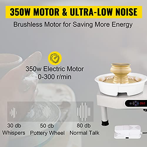 Image of VEVOR Pottery Wheel, 25cm Pottery Forming Machine, 350W Electric Pottery Wheel with Adjustable Feet Lever Pedal DIY Clay Tool with Tray for Ceramic Work Clay Art DIY Clay, 10 Piece