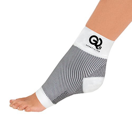 GO2 Compression Sock Ankle Sleeve Men Women - Best Plantar Fasciitis Arch Support, Injury Recovery, Injury Prevention - Relief from Joint Pain, Foot Pain, Swelling, Achy Feet (White Small)