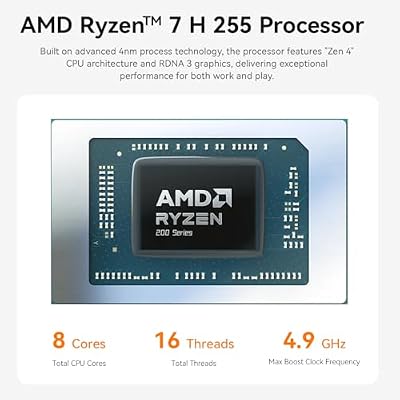Beelink SER9 AI Mini PC, AMD Ryzen 7 H 255(8C/16T,4.9GHz), 32G LPDDR5X 1TB PCIe4.0 x4 SSD, Mini Computer AMD Radeon 780M Triple Display/USB4/WiFi6/BT5.2/2.5G/Home/Office/W11