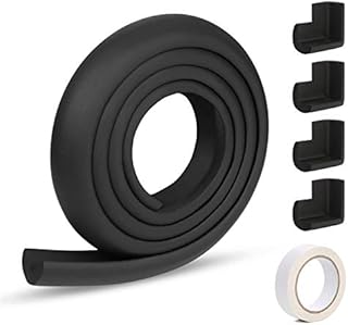 Vicloon Edge Protectors , 2 M Foam Safety Strip and 4 Corner Cushion Protector Set, Edge Corner Guards for Baby (Black)