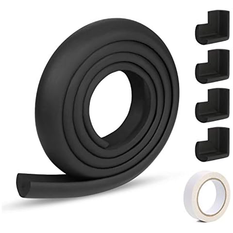 Vicloon Edge Protectors , 2 M Foam Safety Strip and 4 Corner Cushion Protector Set, Edge Corner Guards for Baby (Black) Cover