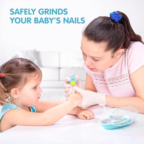 Image of Baby Nail Trimmer Electric 6 in 1 Baby Nail File Clippers for Toes & Fingers, Safe Nail Filer Grinder Manicure Kit Kids 6 Replacement Tools with Led Light Trim and Polish - Assorted Color