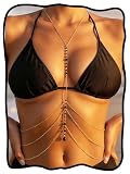 COSYDAYS Gold Bra Chain Black Rhinestone Chest Chains Bikini Bra Body Chain Jewelry for Women