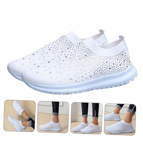 Chaussures décontractées légères en maille blanche avec semelle caoutchouc antidérapante - 4