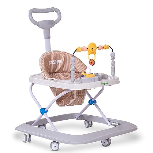 Image of Baybee Nexus Baby Walker for Kids with Parental Push Handle & 2 Height Adjustable, Multi-Function Folding Activity Walker for Baby with Musical Toy Bar | Walker Baby 6-18 Months Boys Girls (Grey)