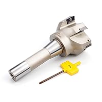 Vista 4 de OSCARBIDE Indexable End Mill,Nickel Plated, R8 Shank, 3" Cutting Dia, 6-1/4" Length, 90°, 6 Flutes, 6pcs APKT1604 Carbide Inserts