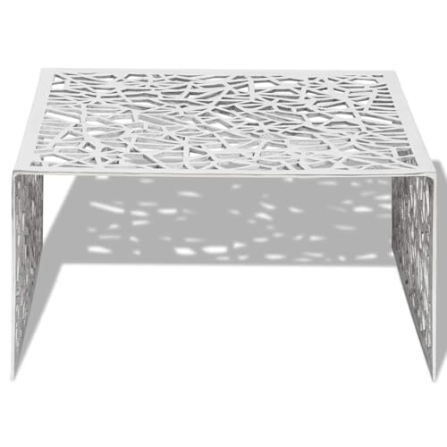 Table d'appoint argentée design géométrique pour chambre