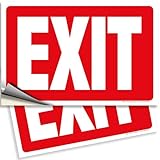 Exit Signs Stickers - 2 Pack 10x7 Inch - Premium Self-Adhesive Vinyl, Laminated for Ultimate UV, Weather, Scratch, Water and Fade Resistance, Indoor and Outdoor