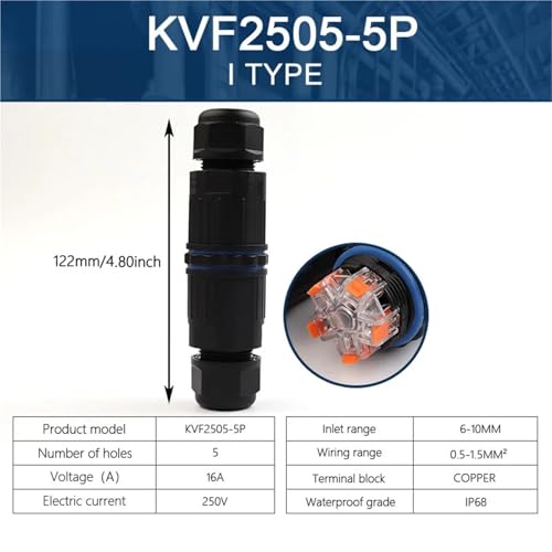 Evita cortocircuitos con el conector de cable en forma de I IP68 KVSF-15 2