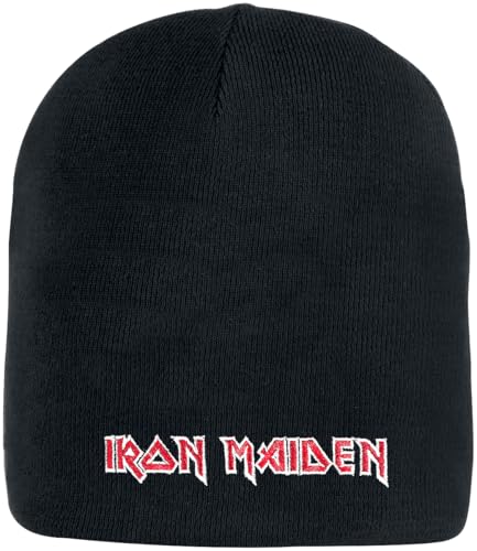 Bonnet Iron Maiden noir brodé unisexe style rock metal