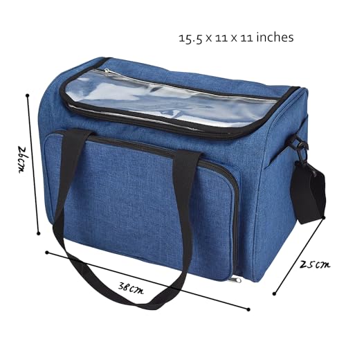 Image of Crochet Storage Bag Yarn Bag Large Knitting Bag for Crochet Hooks, Needles, Yarn Skeins and Accessories with Removable Inner Dividers Totes Organizer Yarn Storage Organizer (Blue)