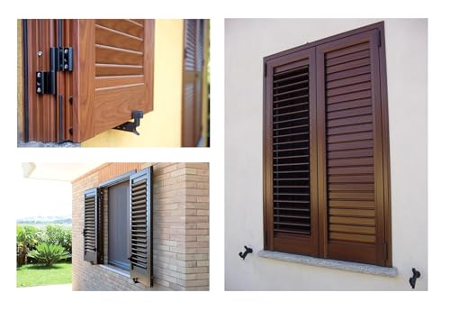 eacommerce - Ferma Imposte Regolabile | Sistema Automatico di Ancoraggio | Per Infissi da 40-55 mm | Blocca Scuri e Persiane | Tassello Integrato 6x70 mm, Nero, Kit 2 Pezzi - 6