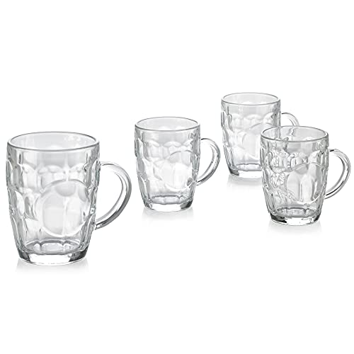 Parnoo Dimple Stein Beer Mug, Glass Beer Mugs With Handles, Freezable Beer Glasses, Beer Mug Set Of 4-18 Ounces #TOP1