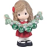 Precious Moments Deck The Halls 2025 Dated Girl Bisque Porcelain Figurine – Red Dress & Garland – 251001