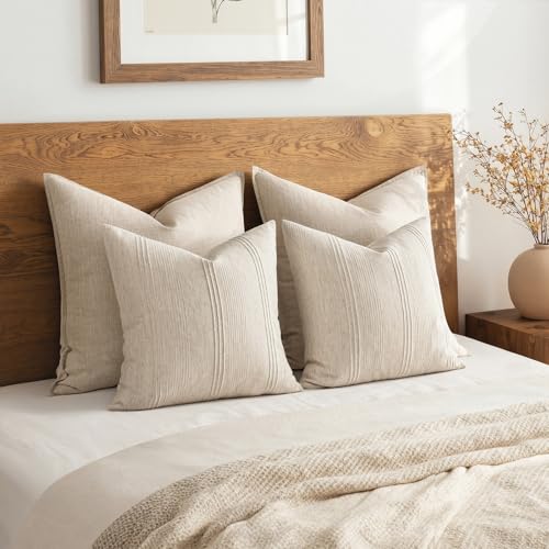 MIULEE Decorative Striped Throw Pillow Covers 18x18 Inch Beige 2 Pack by MIULEE - Used condition - Image 6