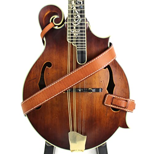 Walker And Williams M-14 Sangle de selle en cuir grainé pour mandoline, mandola, bouzouki ou ukulélé Marron - Les Beatles, Paul McCartney, John Lennon, RIngo Starr, George Harrison Walker And Williams M-14 Sangle de selle en cuir grainé pour mandoline, mandola, bouzouki ou ukulélé Marron – Image 3