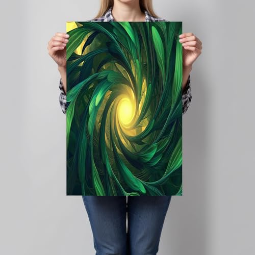 Lienzo de planta abstracto en verde 60x90cm con impresión artística de alta definición para pared 5
