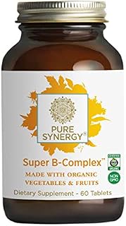 Pure Synergy Super B-Complex (60 Tablets) B Vitamin Made w/Organic Fruits & Veggies