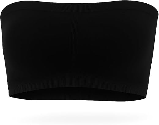 NexusShip Women Seamless Tube Bra for Girls | Strapless Without Padded Bandeau Bra for Women (Pack of 1 - Black) Stretchab...