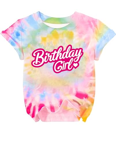 Image of Birthday Girl Shirt 5-12 Year Kids Birthday Party Shirt Doll Themed Letter Girl Short Sleeve Tee Top
