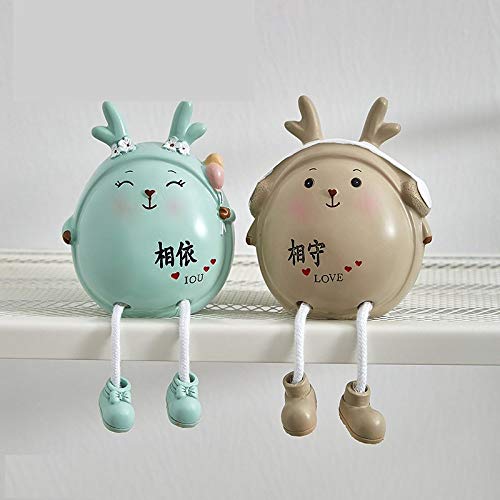 Statue de cerf en résine 2 pièces pour décoration de maison et bureau - 2